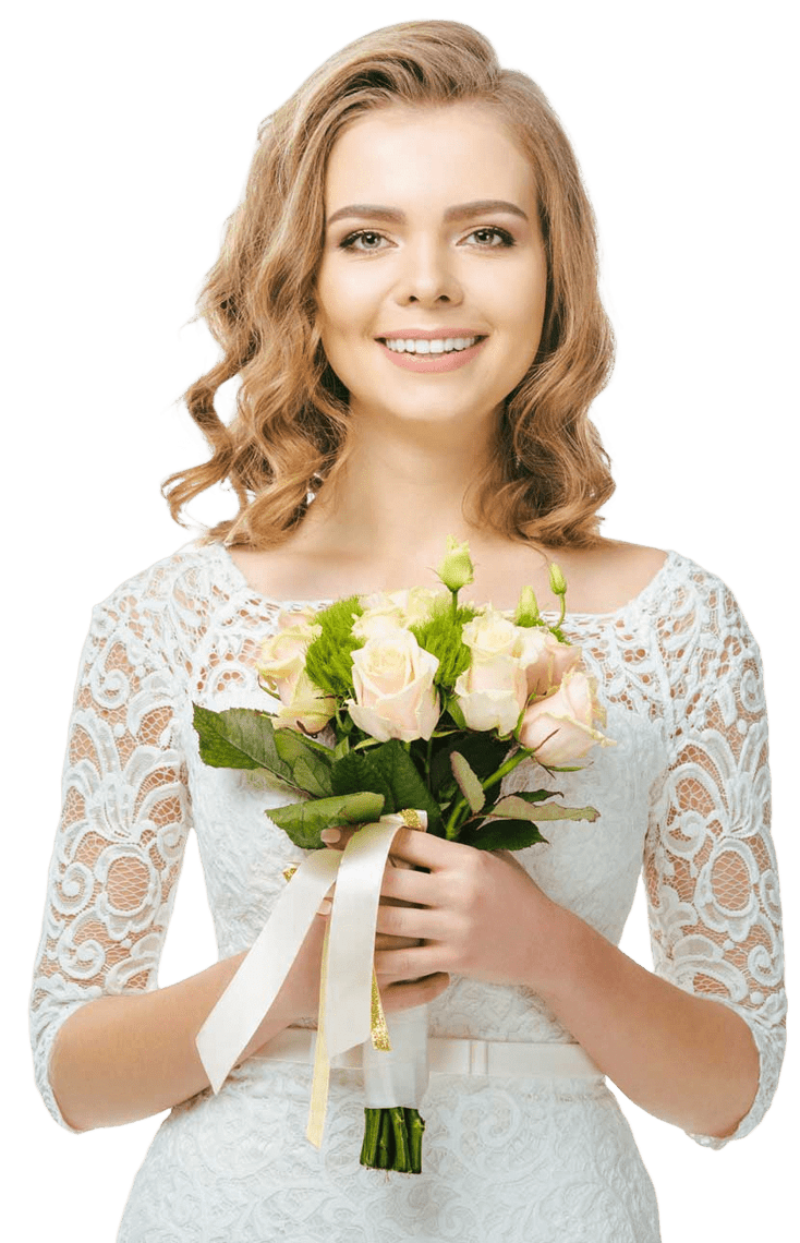 portrait of young bride with wedding bouquet SQFERP4 2